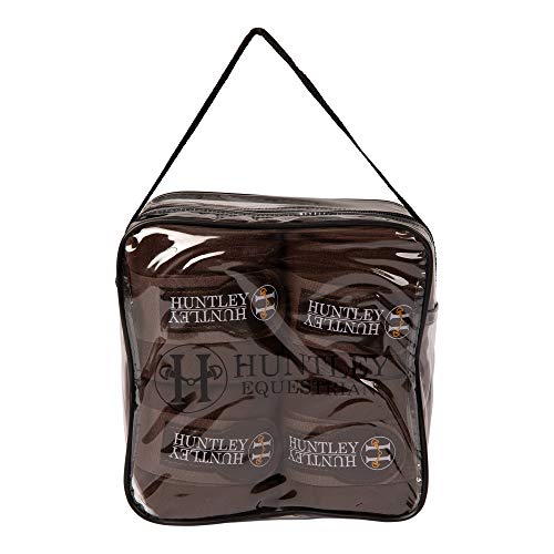Huntley Equestrian Polo Wraps for Horses Protective Leg Support Bandage, Training, Exercising & Turnout - Pack of 4 - Brown - color: Brown