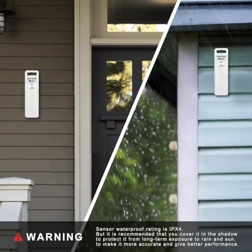 Indoor Outdoor Thermometer Wireless Weather Station 330ft Sensor - color: White+Grey