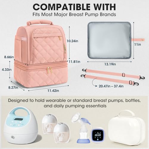 RAINSMORE Wearable Breast Pump Bag, Breast Milk Cooler Travel Bag,Pink - color: Pink