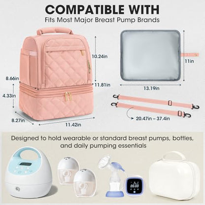 RAINSMORE Wearable Breast Pump Bag, Breast Milk Cooler Travel Bag,Pink - color: Pink