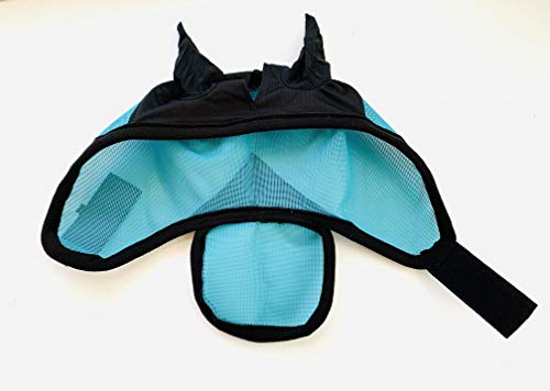 Star Point Horsemanship Miniature Horse-Pony Ear Nose Cover UV Fly Mask 90% UV Protection Breathable Mesh Highly Comfortable (Medium 33"-38", Teal/Black)