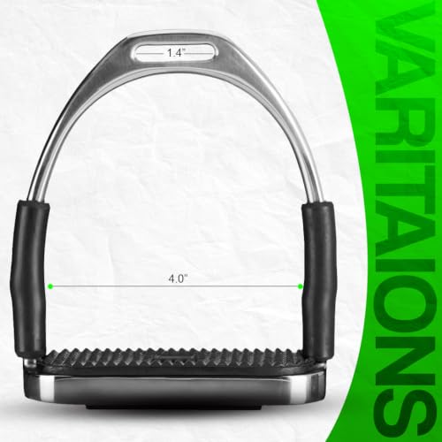 Flex Stainless English Saddle Stirrups Iron Pads Knee Ankle Stress Pain Relief - size: 4 Inch