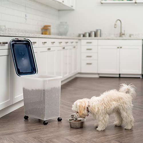 IRIS USA Dog Food Storage Container, Up to 30 lbs, Navy/Pearl, Made in USA - color: Navy/Pearl, size: 30 lbs