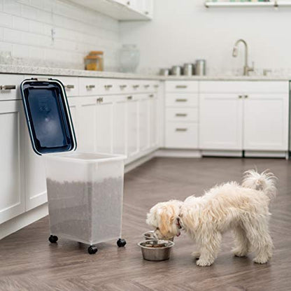 IRIS USA Dog Food Storage Container, Up to 30 lbs, Navy/Pearl, Made in USA - color: Navy/Pearl, size: 30 lbs
