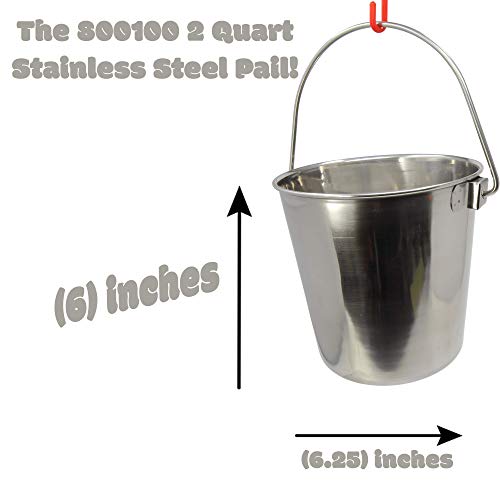 800100 2 Quart Stainless Steel Pail Bonka Bird Toys Durable Shiny Pets Food Water Liquid Treat Feed - size: (2) Quart