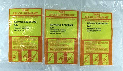 Advance E&I Inc. 3 x A4C - Submersible Pump Wire Splice Kit Repair and Installation. #10#12#14 AWG, 4 Wires. Easy and Reliable. CRIMP It - SHRINK It and FORGET it! 100% Made in the USA