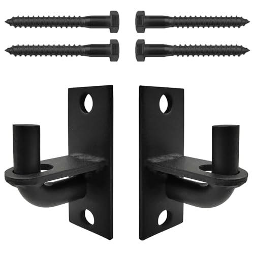 2 Pack Wall Mount Gate Hinges, Heavy Duty Chain Link Fence Gate Hinges with 5/8 Hinge Pin for Fences & Farm Gates, Black - color: Black-2pcs