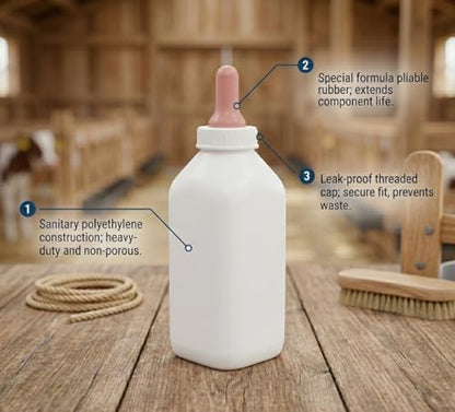 FarmTek Livestock Nursing Bottle – 2-Quart, Easy-Clean Wide Mouth