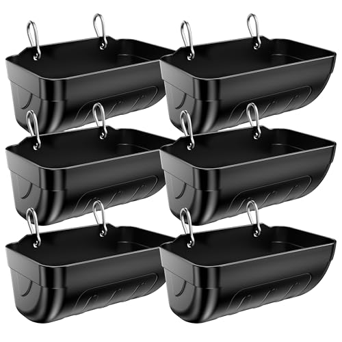 Goat Feeders Hanging Poultry Feeder Trough for Livestock, 6*3.5 Quart Black - size: 6*3.5 Quart
