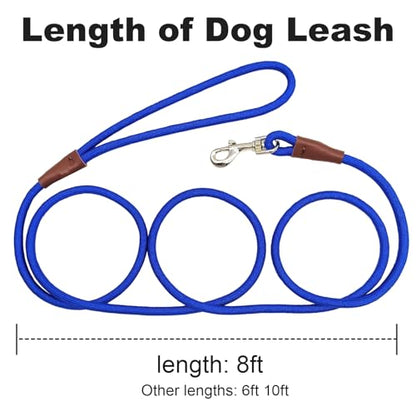 Small Dog Leash 1/4" by 6/8/10FT Lightweight Strong Rope Leash - color: dark blue, size: 1/4" x 8'