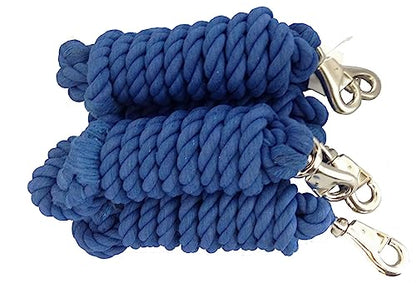 AJ Tack Cotton Lead Rope Bull Snap, 10 Ft, Set of 5 Royal Blue - color: Royal Blue
