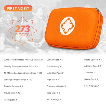 Small-Waterproof Car First-Aid Kit Emergency-Kit - Orange 277Piece Camping Equipment for Camping Hiking Home Travel YIDERBO - color: Orange