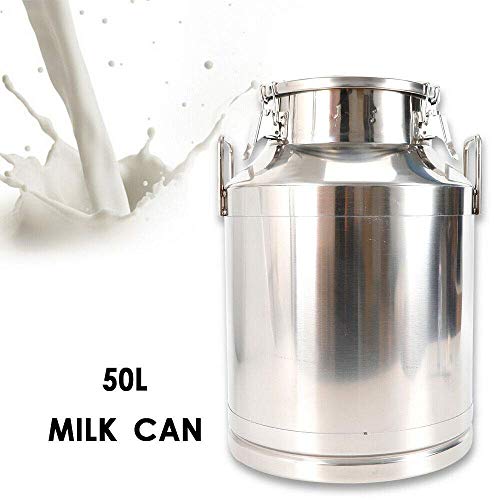 Stainless Steel Milk Can Wine Pail Bucket Jug Keg Oil Barrel Tea 10-60L Option (50L) - size: 50L
