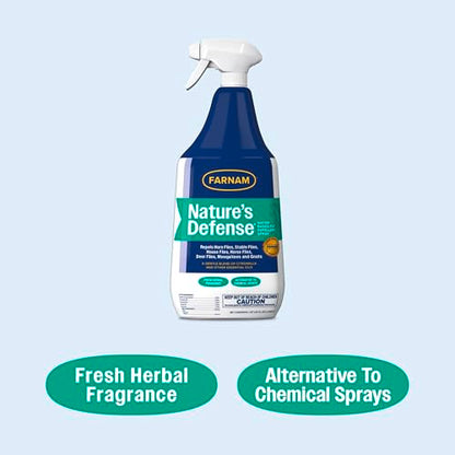 Farnam Nature’s Defense Botanical Fly Repellent Spray for Horses, 32 oz