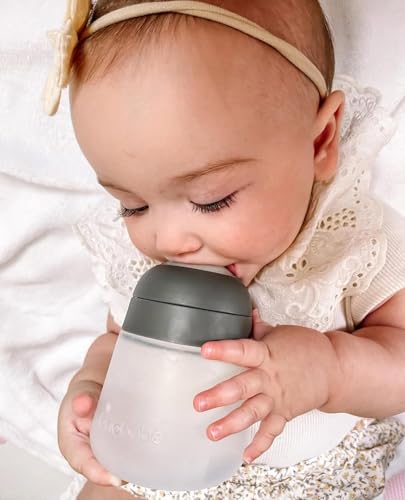 Nanobebe Flexy Silicone Baby Bottle, Anti-Colic, Natural Feel, Non-Collapsing Nipple, Non-Tip Stable Base, Easy to Clean 2-Pack, Grey, 9oz - color: Grey, style: 9 Ounce 2-Pack
