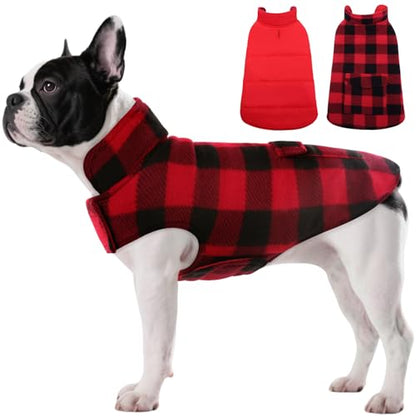 ASENKU Reversible Dog Winter Coat, Dog Jacket for Small Medium Large Dogs - color: Red, size: X-Small