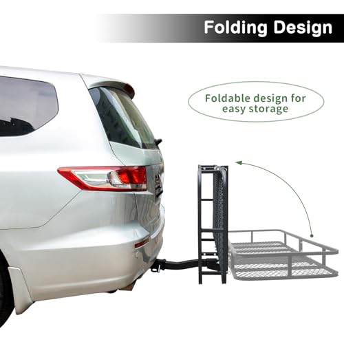 Leader Accessories Folding Hitch Cargo Carrier Rack with Bag 60"x24"x6" - size: 60"x24"x6" Hitch Cargo Basket with Cargo Bag