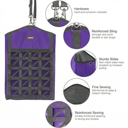 Ultra Slow Feed Horse Hay Bag Net Front, 3Pack (1 Black +2 Purple) - color: 1 Black+2 Purple
