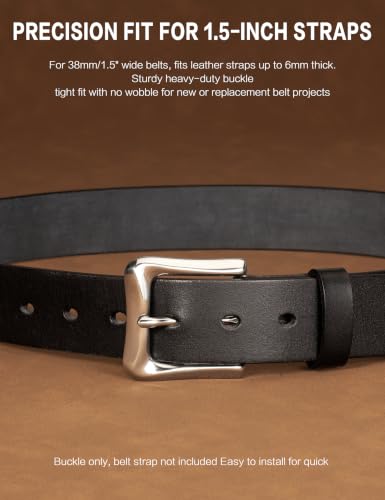 1.5" Heavy Duty Stainless Steel Belt Buckle, Solid Polished Metal for DIY Belts, Dog Collars & Horse Tack - color: Stylle-1