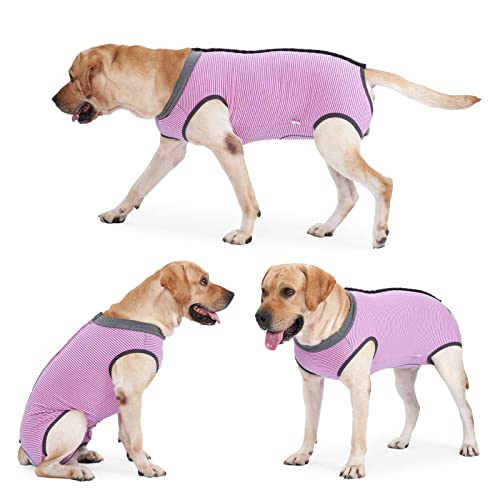 Dotoner Dog Recovery Suit Abdominal Wound Puppy Surgical Clothes Post-Operative Vest Pet After Surgery Wear Substitute E-Collar & Cone(S,Pink) - color: Pink, size: Small (Pack of 1)
