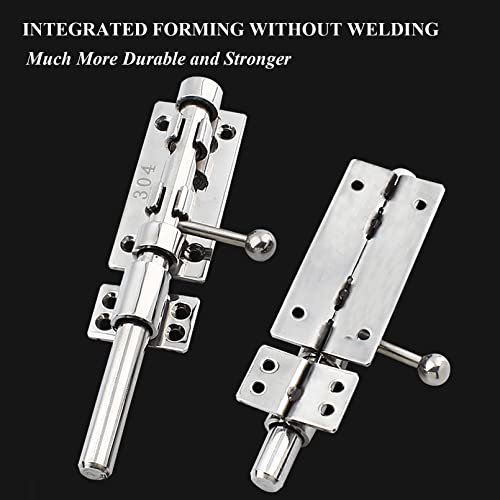 6in Slide Bolt Gate Latch 304 Stainless Steel Barrel Bolt Latch Heavy Duty Door Security Lock Thickened Door Latches Hardware with Mounting Screws for Barn Fence Shed Basement - color: 6in Silver