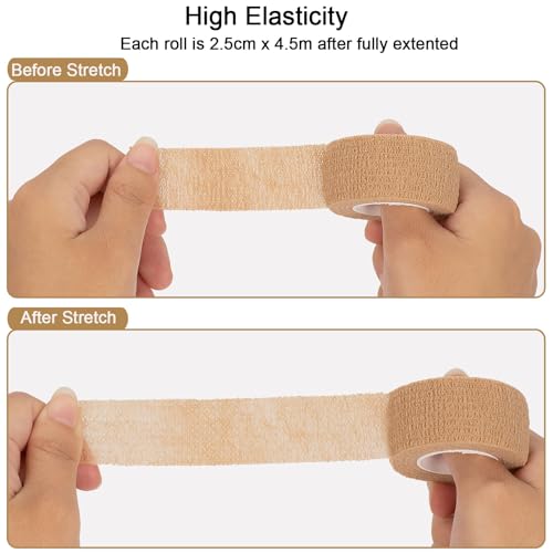 12Pcs Self Adhesive Bandage Wrap 1 in Cohesive Bandage Finger Tape Vet Wrap - color: Mix Color, size: 1 Inch
