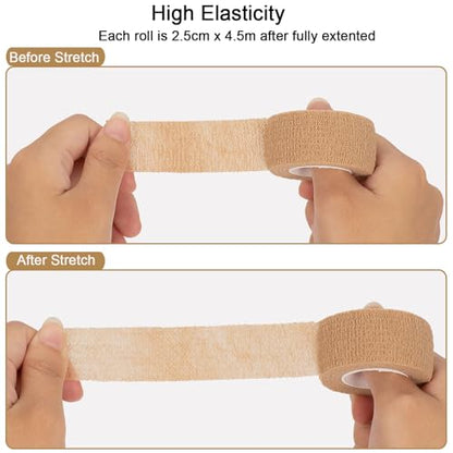 12Pcs Self Adhesive Bandage Wrap 1 in Cohesive Bandage Finger Tape Vet Wrap - color: Mix Color, size: 1 Inch