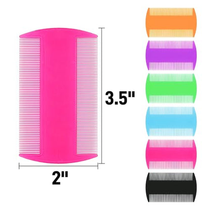 Pumtus 120 Pack Plastic Flea Lice Combs, Fine Tooth Flea Tick Comb, Double Sided Pet Combs, Cat Dog Hair Dandruff Removal Comb, Grooming Tools for Rabbit, Cat, Dog, Kitten, Small Pet (6 Colors)