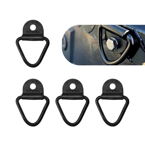 4 PCS Truck Bed Tie Down Anchors Rings, Heavy Metal V Tie Down Anchors, Multifunctional Rustproof Fixing Rail Accessory, Suitable for Most Off-Road Vehicles, Trucks (Black)