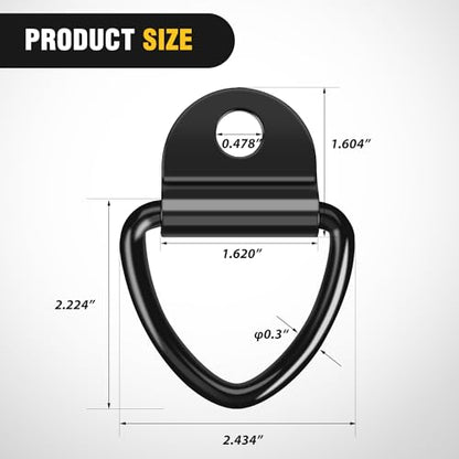 Nilight 10 Pack Heavy Duty Steel V-Ring Tie Down Anchors | Bolt On D-Rings for Cargo on Trucks Pickups Trailers Warehouse Boat - color: V-ring 10Pcs Black