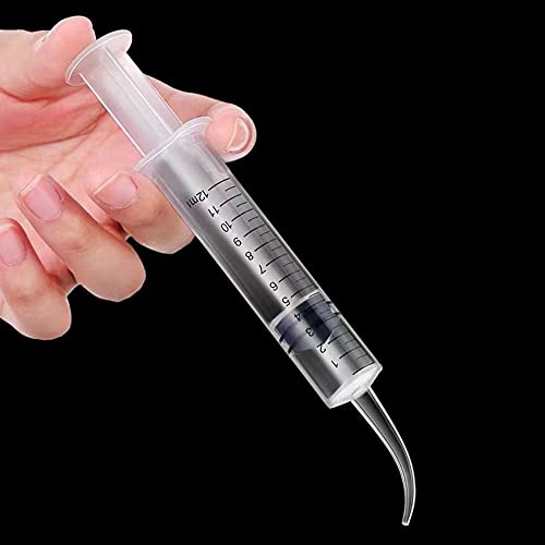 10 Pack Dental Syringes with Curved Tip Disposable Gradient Dental Irrigation Syringes for Oral Dental Care Tonsil Stone Removal Laboratory Feeding Small Pets Curved Measurable (12ml, transparent, 10)