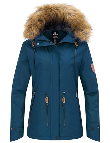 wantdo Women's Waterproof Ski Jacket Warm Fleece Lined Snow Winter Coat - color: Navy, size: Small
