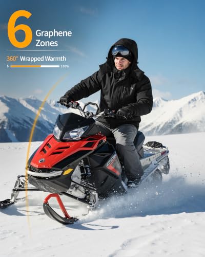 Wulcea Graphene Heated Jacket for Men Fur Lined with Large Capacity Battery Pack - color: Black Fur Lined, size: Small