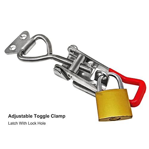4003 Toggle Latch Clamp, 304 Stainless Steel Adjustable Toggle Latches With Lock Hole, 1320Lbs Holding Capacity Heavy Duty Toggle Clamp for Smoker Lid Jig, ToolBox Case, 2pack