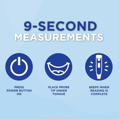 Veridian Oral & Rectal Digital Thermometer Stick Digital Display 08-359-9 9 per Box | Preloaded Counter Display, Fever Alert at 100.0°F, Oral, Rectal & Underarm Use, Memory Recall, Storage Case