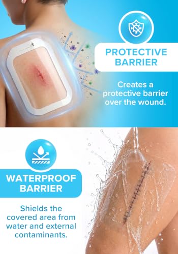 Transparent Film Dressing, 6x8 Waterproof Bandages | Pack of 22 | FSA&HSA - size: 6x8 22ct