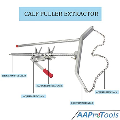 Durable Baby Cow delivery Apparatus Calf Puller & (1pc) OB Handle, (1pc) Chain 30" Veterinary Instruments for Dairy Farm