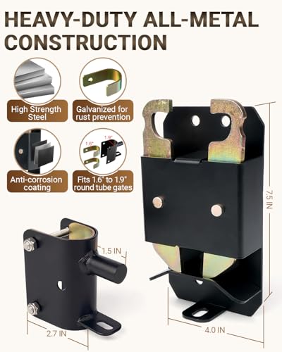 2 Way Farm Gate Latch, 2PC Heavy-Duty Fence Gate Latch with Self-Locking Nut, Black Livestock Gate Latch Compatible with Horse Corrals, Farms, Pastures, Stables, Ranches - size: 2PC