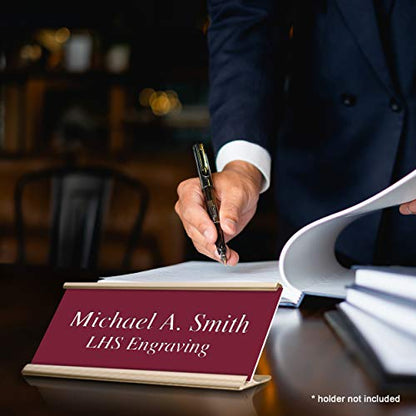 Custom Engraved Office Door Name Plate & Desk Signs, Burgundy, 2x4 - color: B26 - Burgundy & White Lettering, size: 2in x 4in (5.1cm x 10.1cm)