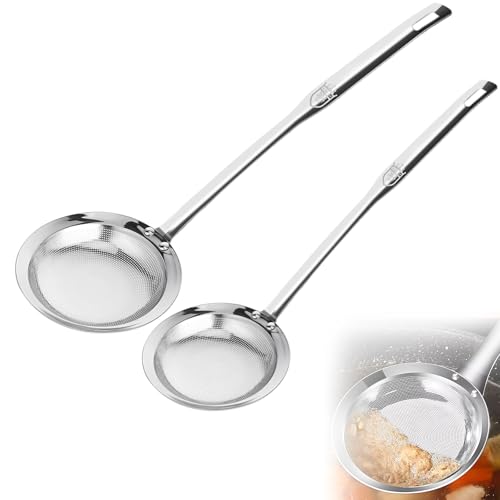 Fine Mesh Stainless Steel Sieve Colander(2 Pack, Large+Small)