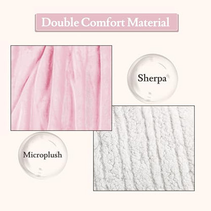 Electric Heated Blanket 50"×60", 4 Heating Levels & 3H Auto-Off | Throw Size Pink, Sherpa & Soft Microplush, Quick Heating, Machine Washable, for Couch, Bed & Office, Parents' Gifts - color: 11-pink, size: Throw Size ( 50"x60" )