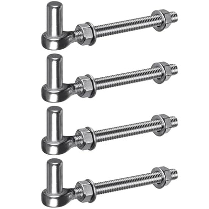 Insaga J Bolt Gate Hinge, 304 Stainless Steel Farm Gate Hinges, M12 x 6'' Gate Hinge Bolt 5/8'' for Chain Link Fence/Farm/Wooden Fence/Driveway, Supports up to 500lbs, 4pcs - color: M12-6''-4PCS