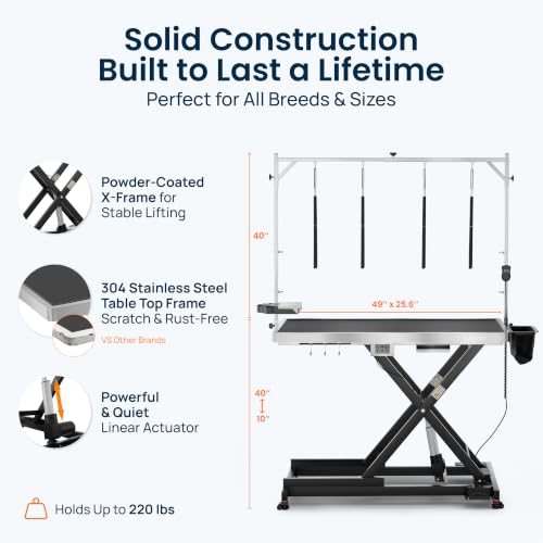 KANIS Professional Electric Dog Grooming Table - Heavy Duty - color: BLACK, size: 49"