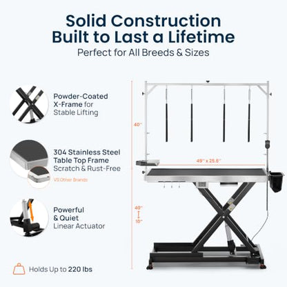 KANIS Professional Electric Dog Grooming Table - Heavy Duty - color: BLACK, size: 49"