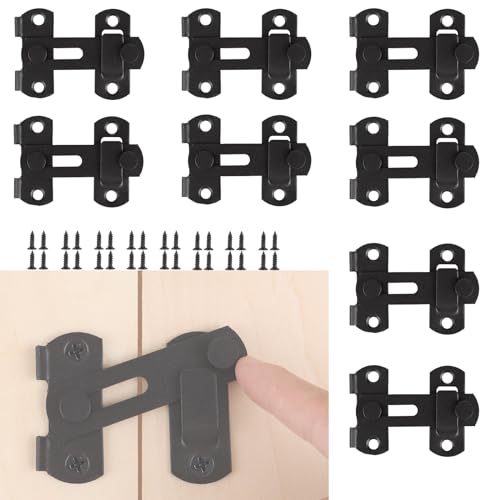 Acrux7 8 Pack Barn Door Latch Lock 2.75”x2” Black Stainless Steel Flip Door Latches Hardware Sliding Cabinet Barn Door Latch Antique Lock Gate Latches Wine Cabinet Closet Door Latches (Matte Black)