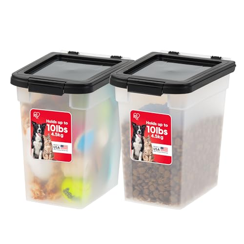 IRIS USA Dog Food Storage Container, 2-Pack, Up to 10 lbs, Black - color: Black, size: 10 lbs - 2 Pack
