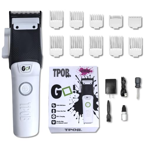 TPOB Professional Barber Hair Clippers (White) - color: White