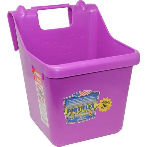 Fortiflex Hook Over Fence Feeder for Dogs/Cats and Horses, 16-Quart, Bright Purple