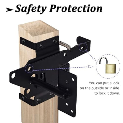 Self-Locking Gate Latch - Heavy Duty PVC/Gate Latch for Wooden Fence - Outswing Gate with Automatic Locking & Rust Proof, Black