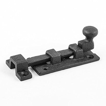 Renovators Supply Manufacturing Slide Bolt Latch 3.5 in. Black Wrought Iron Ball Tip Style Slide Bolt with Mounting Hardware - size: Pack of 1, style: 3.5 inch - Ball Tip